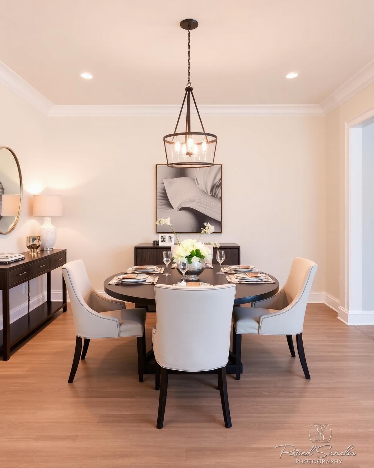 Model home great room staged for a builder sales gallery